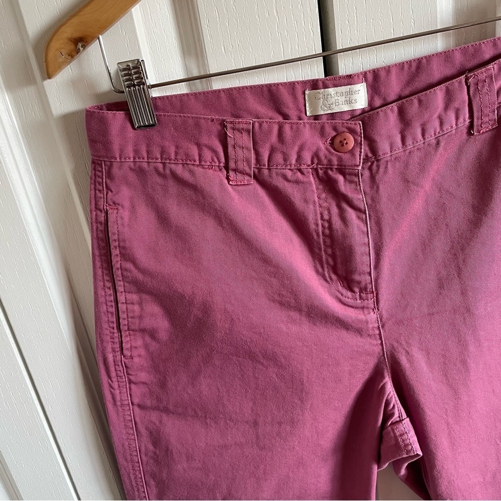 Christopher & Banks Cropped Pants Women’s 6 Pink Button Flap Pocket Y2K Casual - Picture 3 of 14